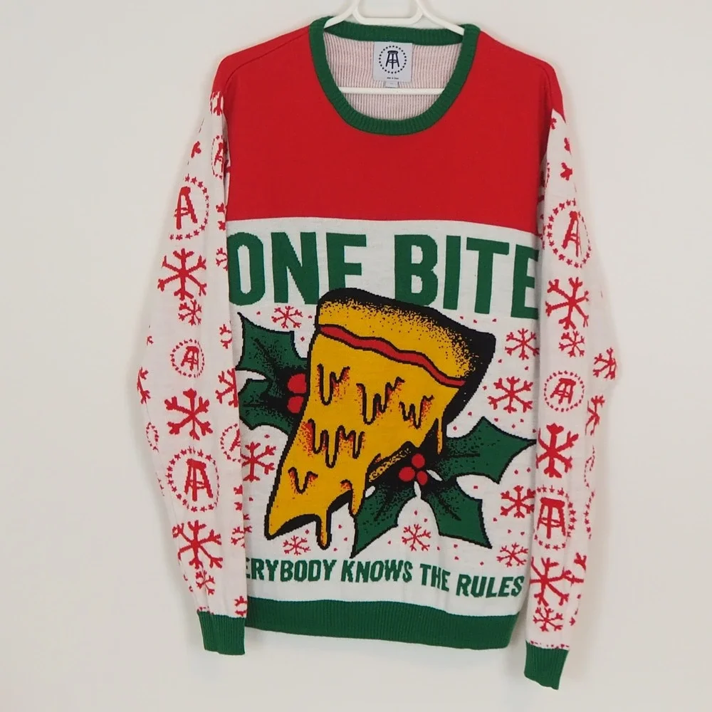 Barstool Sports Dave Portnoy‎ One Bite Pizza Ugly Christmas Sweater Men's Size L